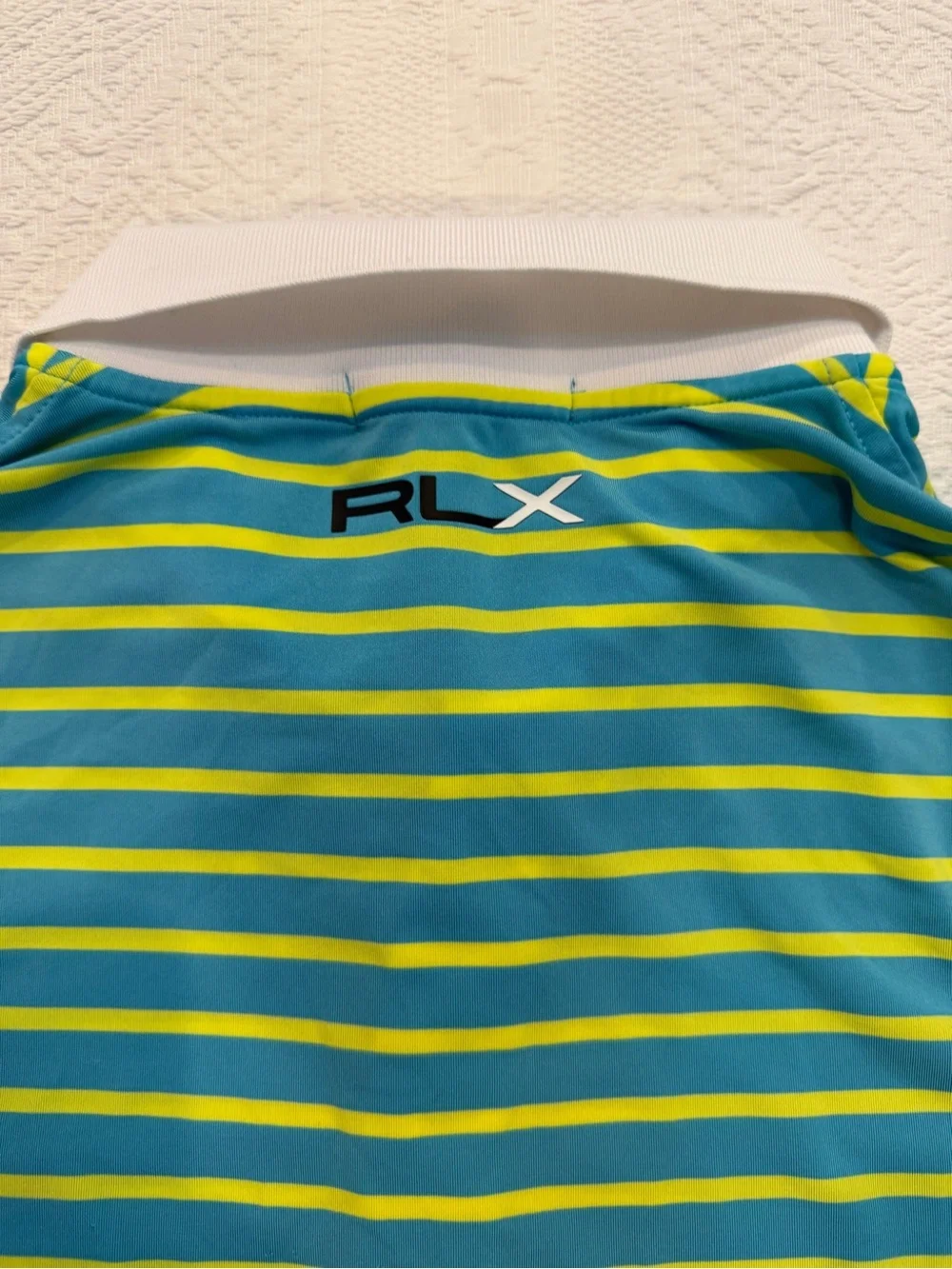 RLX Ralph Lauren Polo Shirt Mens S Blue Green Stripe US Open 2014 Pinehurst Golf